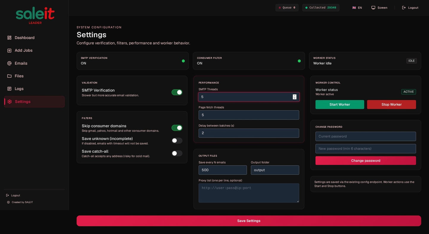 Saleit Leader 3.0 — collect email addresses from all over the world