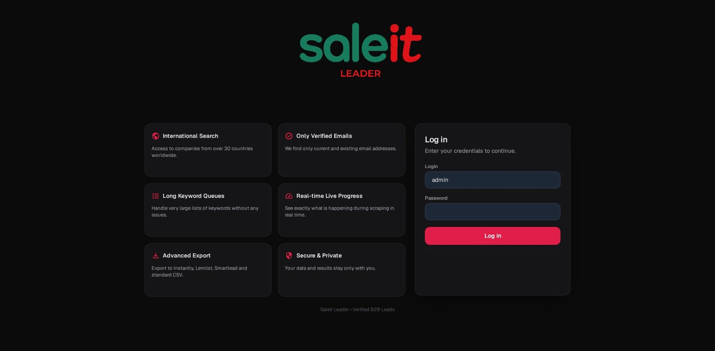 Saleit Leader 3.0 — collect email addresses from all over the world